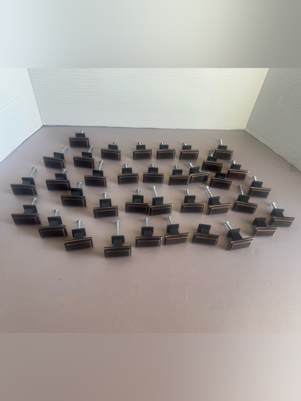 Decorative Rectangle drawer knobs - Oil-Rubbed Bronze set of 35